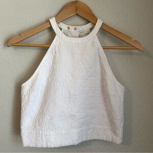 A.L.C. Women’s High Neck Floral Imprinted Pattern White Crop Tank Top, Size 2
